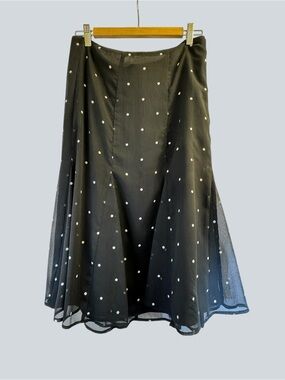 Charter Club Women’s Black White Polka Dot Midi Flare A-Line Skirt Size 22W